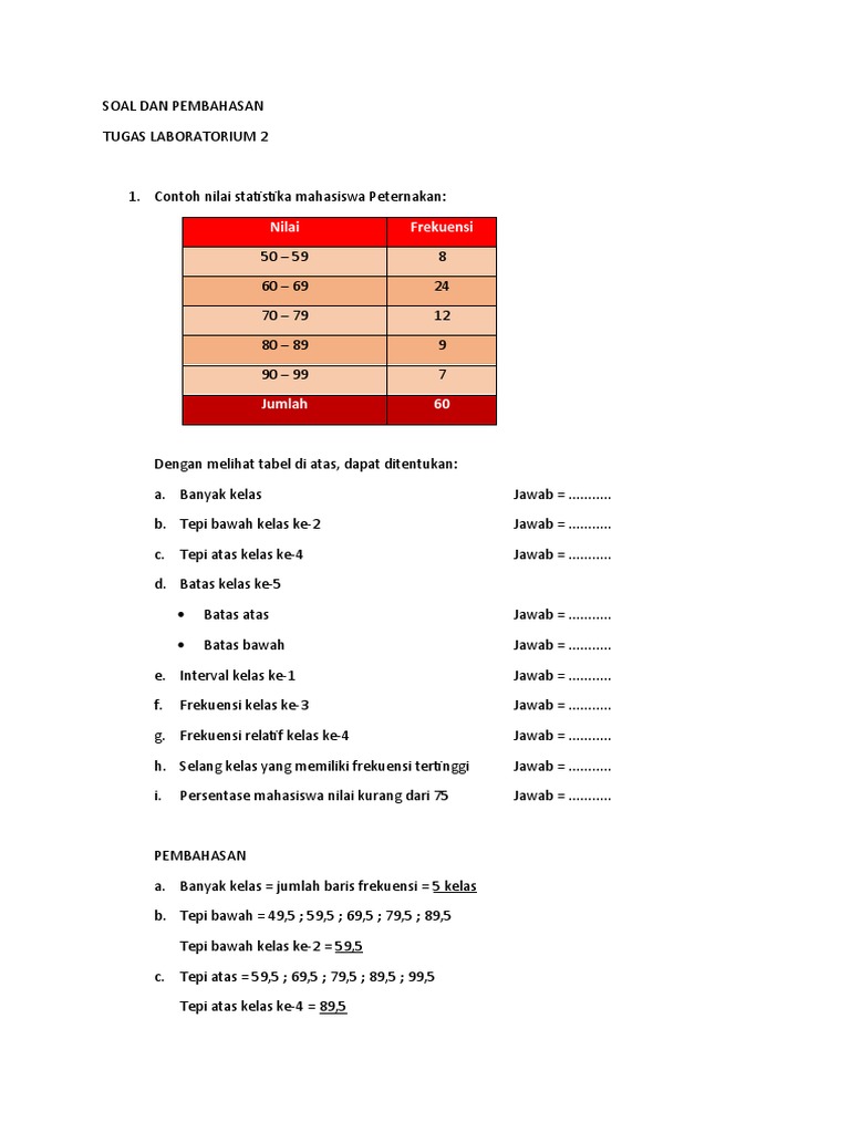 Soal Dan Pembahasan Lab 2 Statistika | PDF