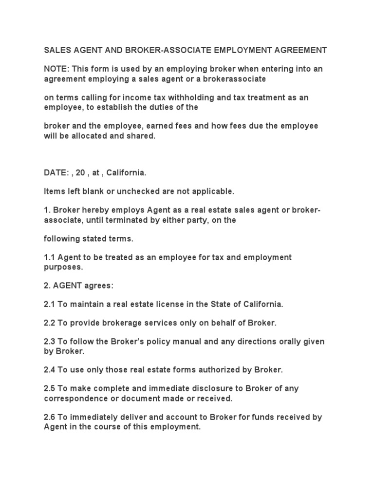 Sales Agent and Broker PDF Real Estate Broker Law Of Agency