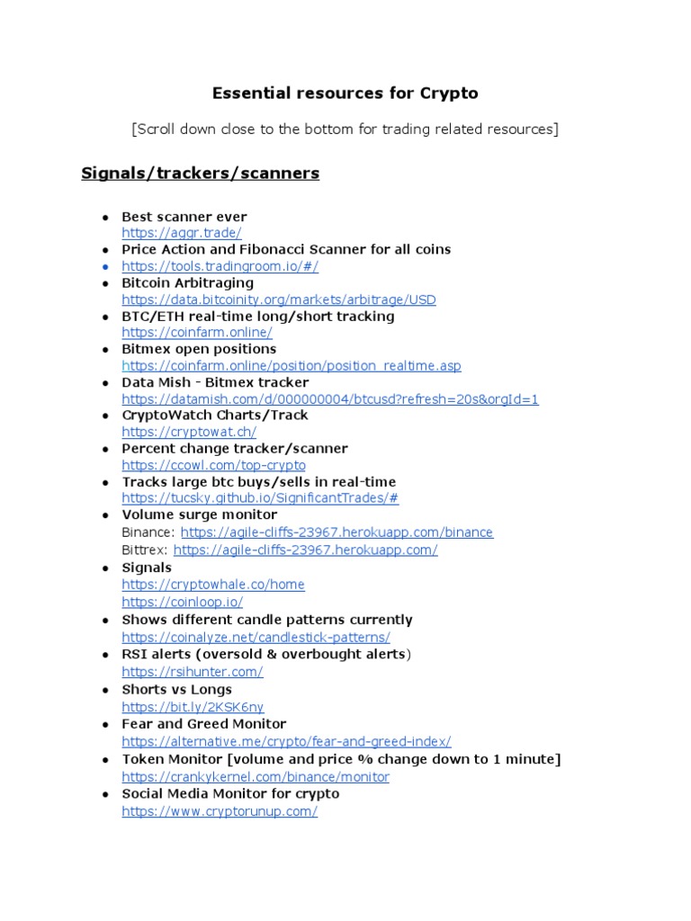 Essential Resources For Crypto | PDF | Bitcoin | Cryptocurrency