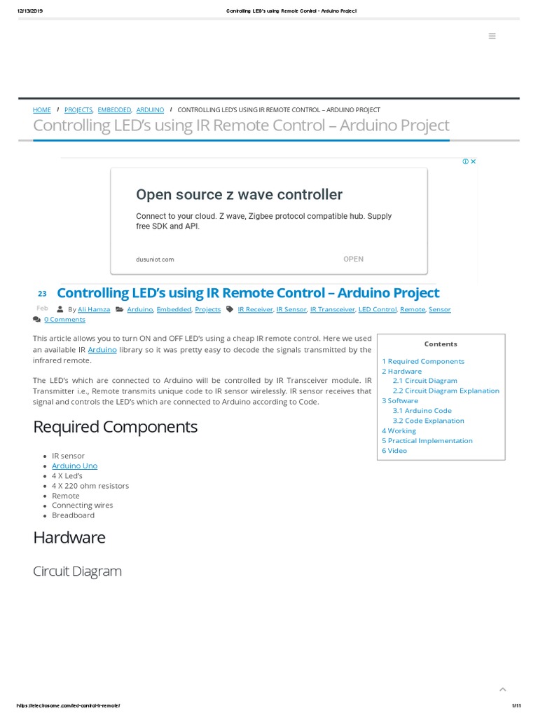 Controlling LED's Using Remote Control - Arduino Project | Download ...