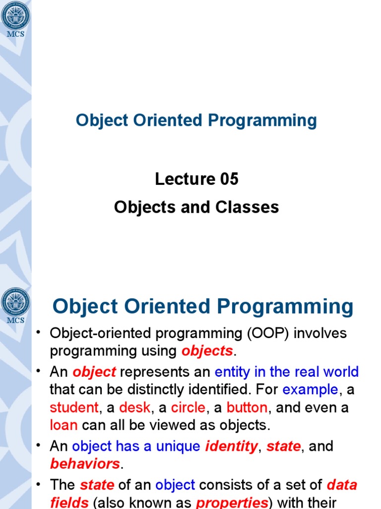 Object Oriented Programming: Objects and Classes | PDF | Programming ...
