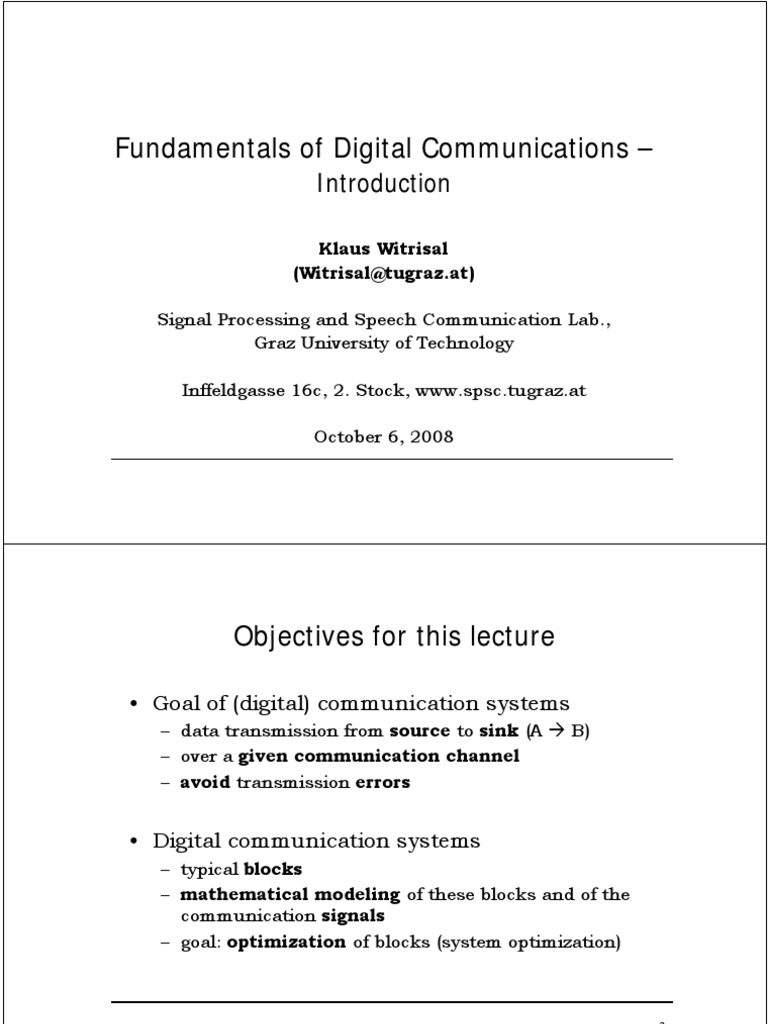 Fundamentals of Digital Communication | PDF