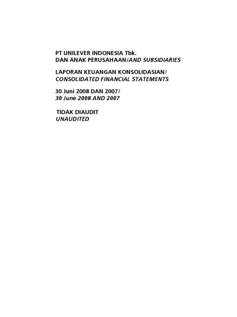 Contoh Laporan Keuangan Neraca Dan Laba Rugi Pt Unilever  Kumpulan