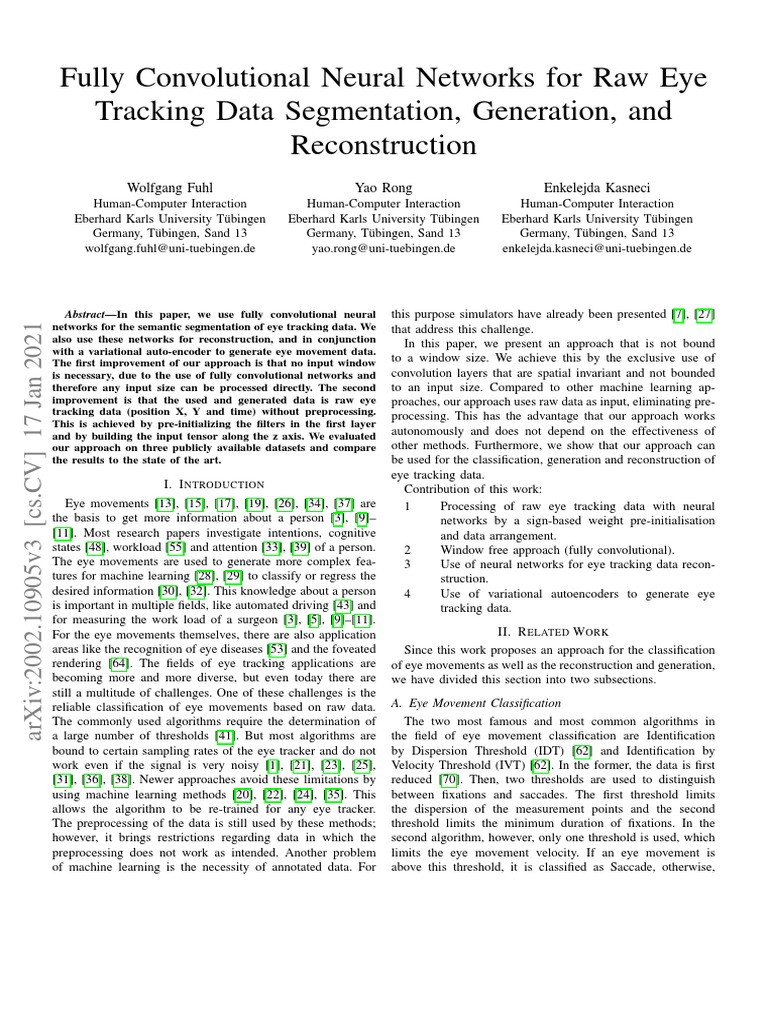 Eye Tracking Data Segmentation with CNNs | PDF | Machine Learning ...