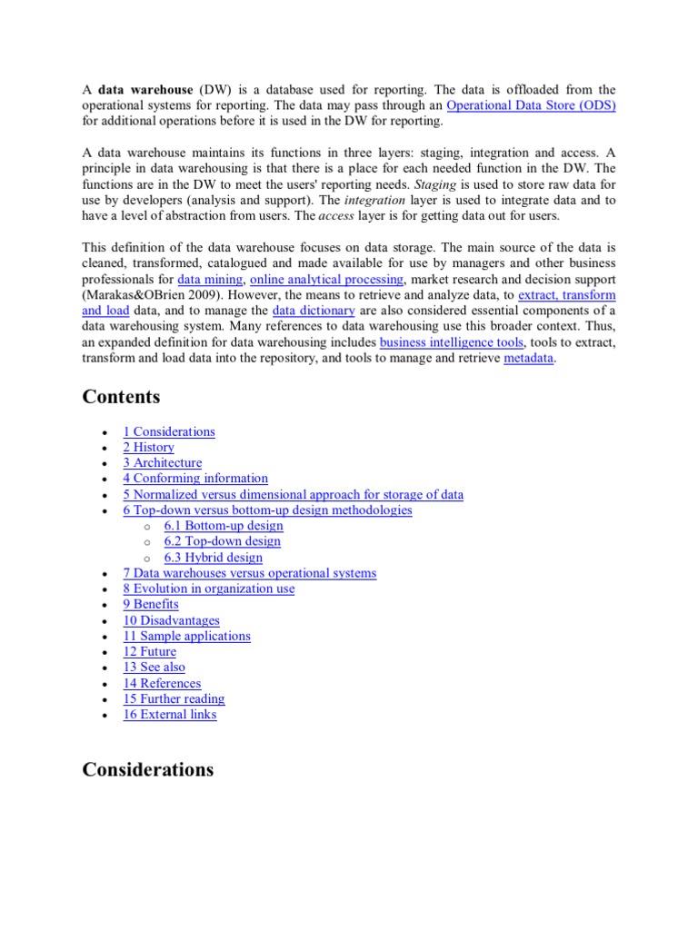 A Data Warehouse Pdf Data Warehouse Data