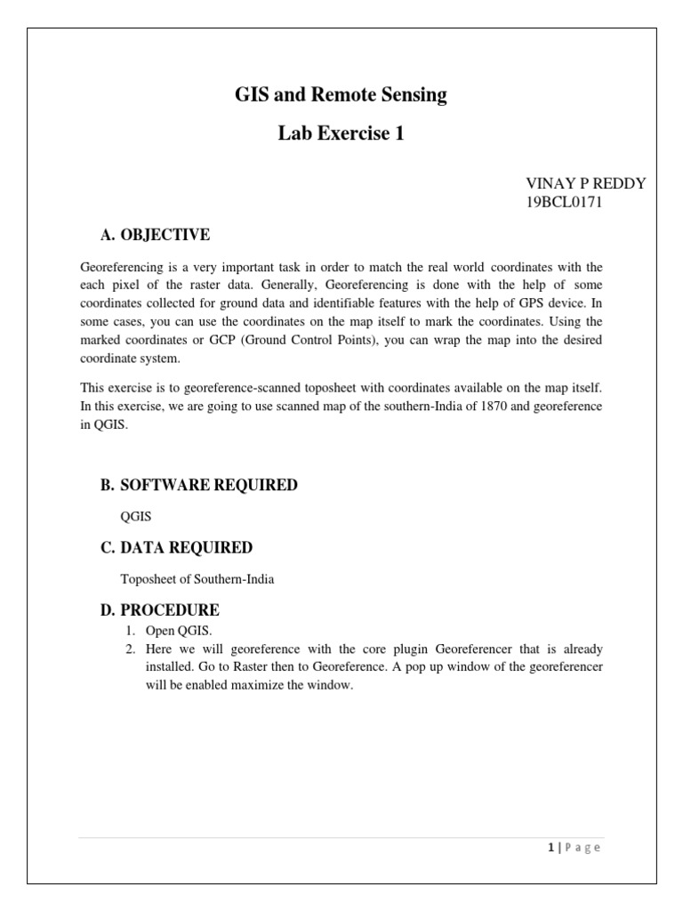GIS and Remote Sensing Lab Exercise 1: A. Objective | PDF | Geographic ...
