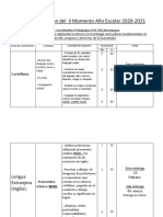 Plan de Evaluación 3er Año II Momento Año Escolar 2020-2021