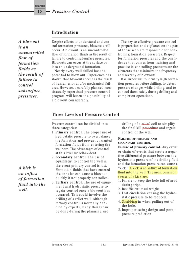 Pressure Control in Drilling Operations | PDF | Blowout (Well Drilling ...