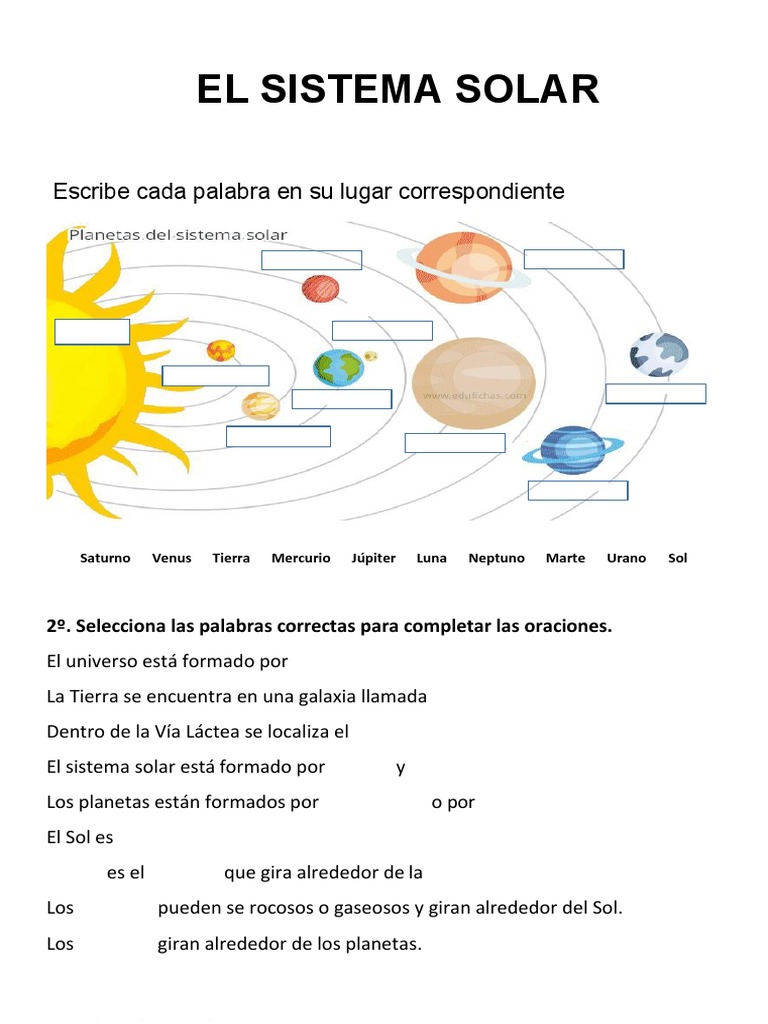 Actividades sobre el Sistema Solar | PDF