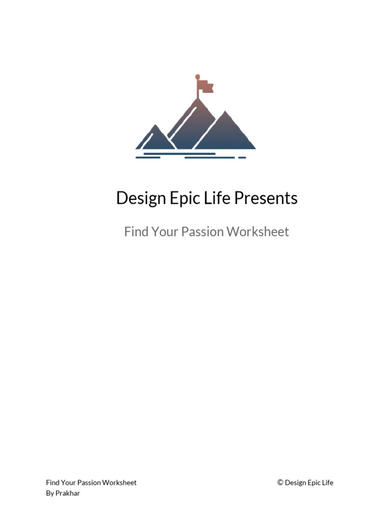 Find Your Passion Worksheet Design Epic Life Pdf 