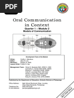 Oral Communication in Context: Quarter 1 - Module 2