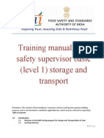 Training Manual Food Safety Supervisor Basic (Level 1) Storage and Transport