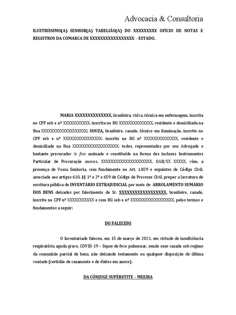 Modelo Arrolamento de Inventário | PDF | Advogado | Governo