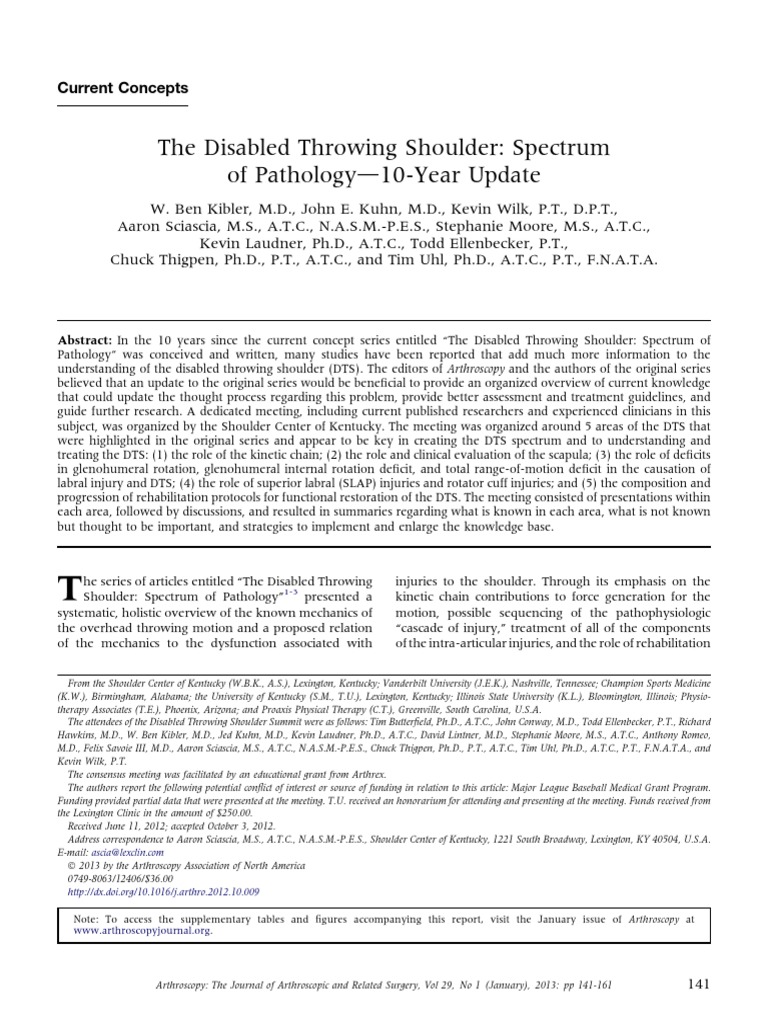 Disabled Throwing Shoulder Update | PDF | Shoulder | Anatomical Terms ...