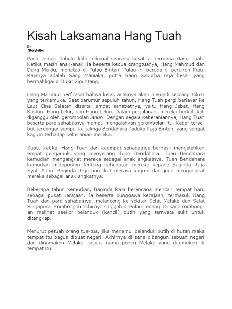3 Kisah Laksamana Hang Tuah Pdf