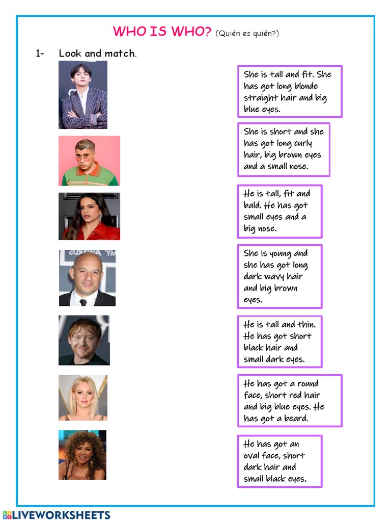 Matching Descriptions Worksheet | PDF