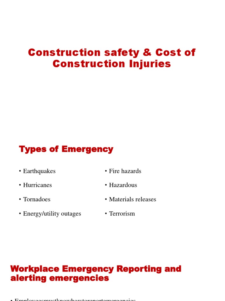 Construction Safety & Cost of Construction Injuries PDF Occupational Safety And Health Safety