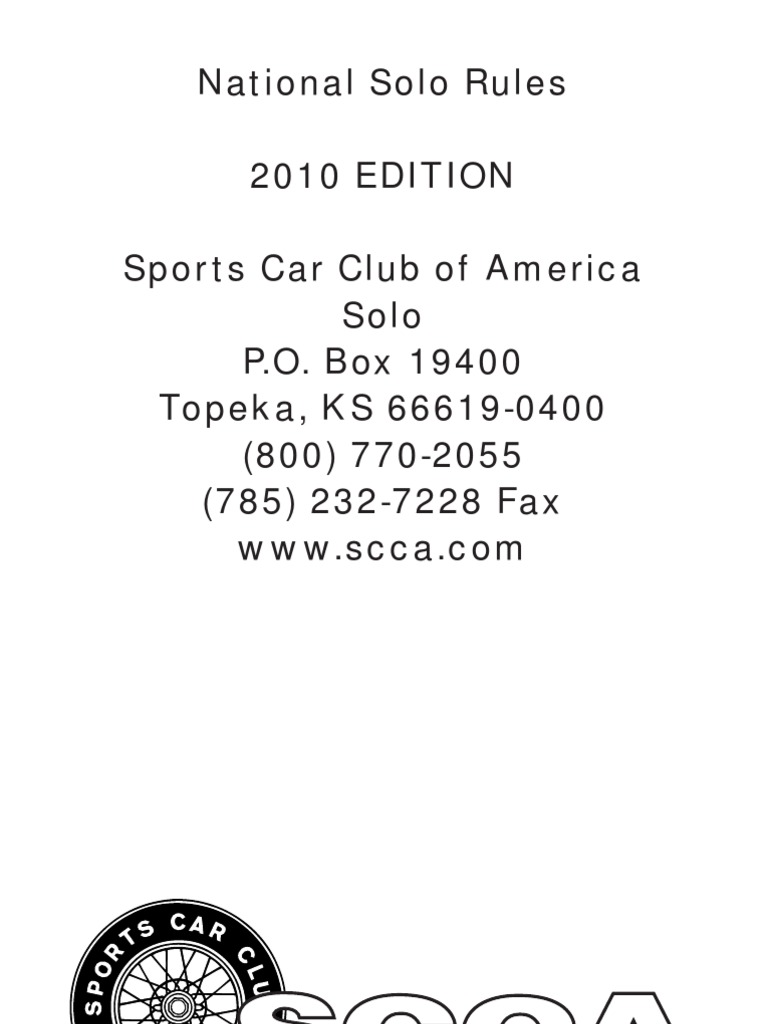 2010 Scca Solo Rules PDF Automotive Technologies Transport