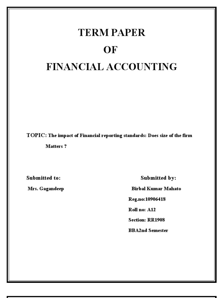 Term Paper OF Financial Accounting: Topic | PDF | International ...