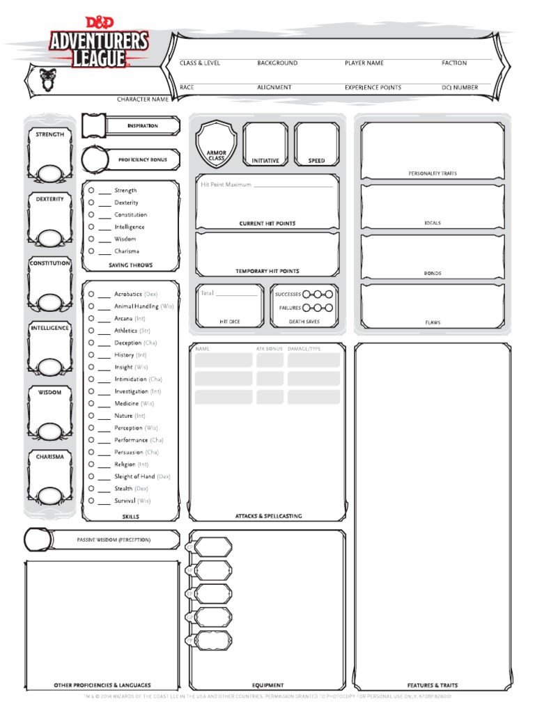 ToA - Character Sheet | PDF