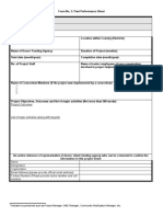 Form No. 3 - Past Performance Sheet Template