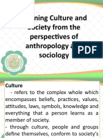 Defining Culture and Society From The Perspectives of Anthropology and Sociology