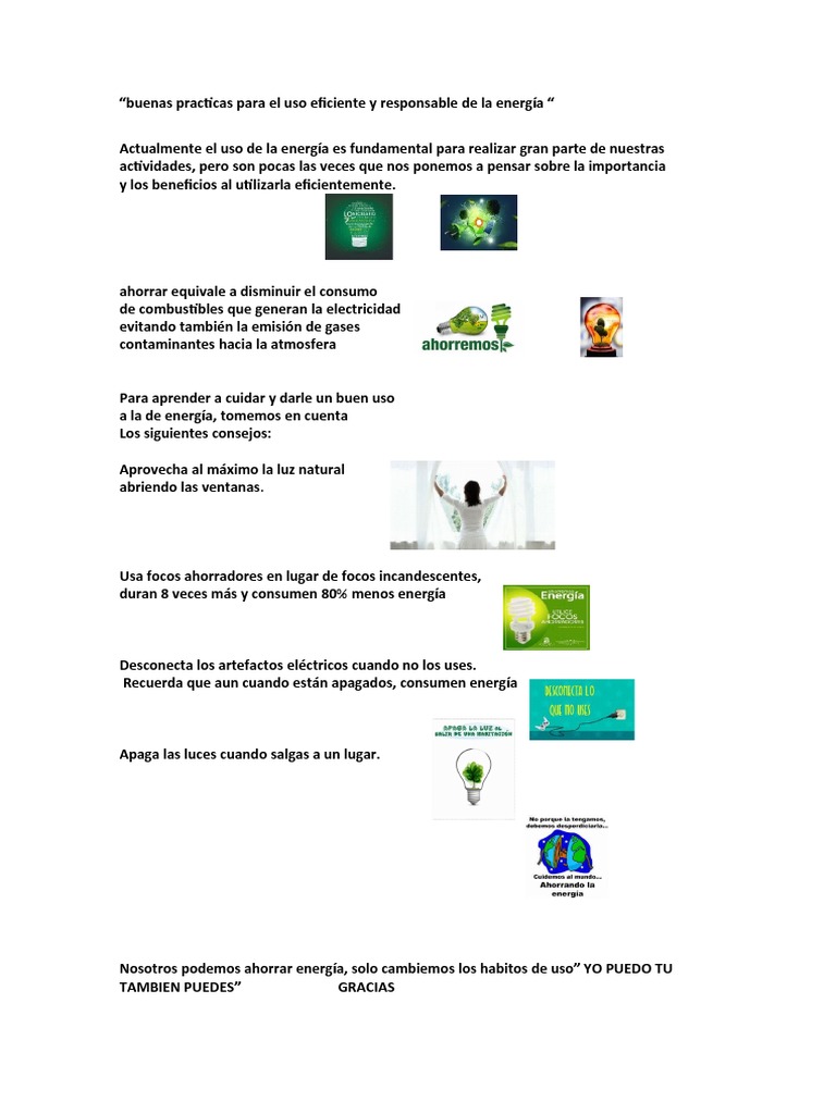 buenas practicas para el uso eficiente y responsable de la energía | PDF