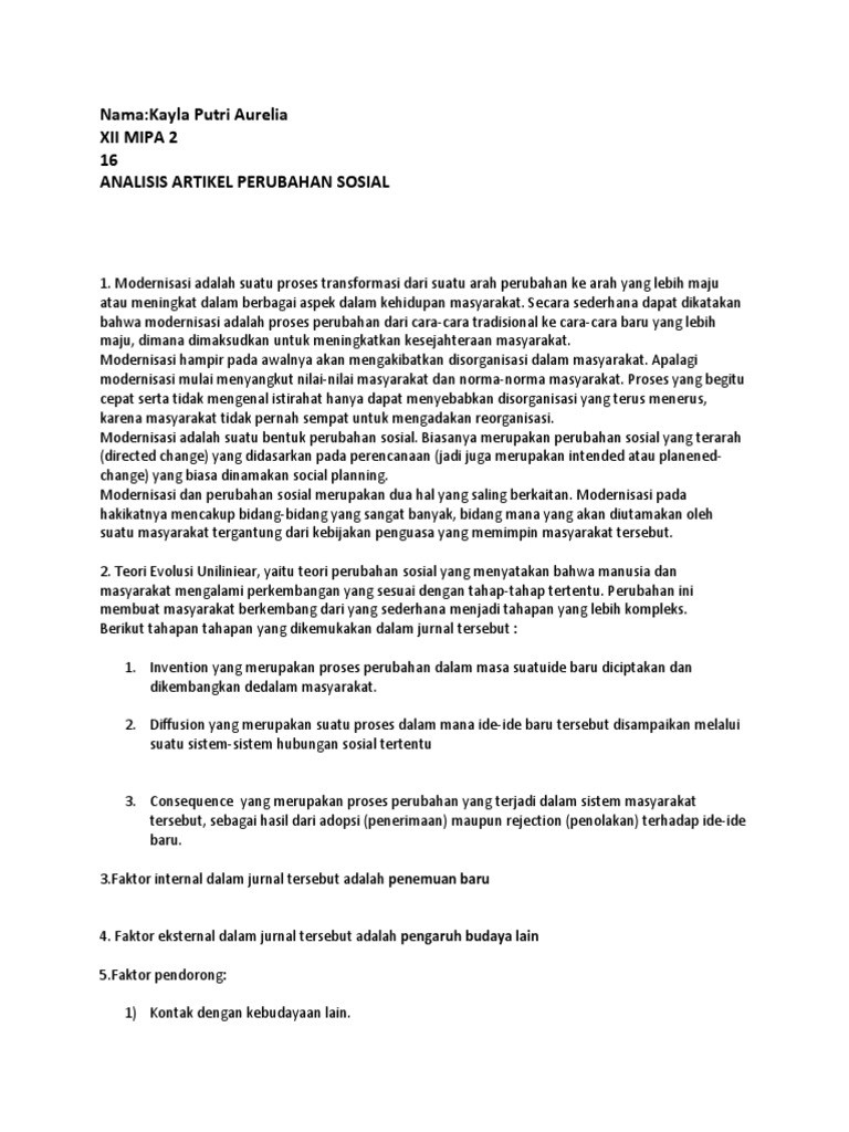 Menghadapi Perubahan Sosial di Desa Sikabau dalam Era Modern