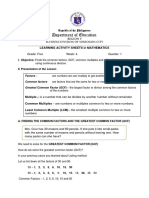 Department of Education: Learning Activity Sheets in Mathematics