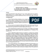 RESOLUCIÓN No. 246/2013 de La Asamblea Legislativa Del Gobierno Autónomo Departamental de Potosí