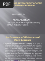 History and Development of Open and Distance Learning