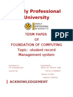Lovely Professional University: Term Paper of Foundation of Computing Topic: - Student Record Management System