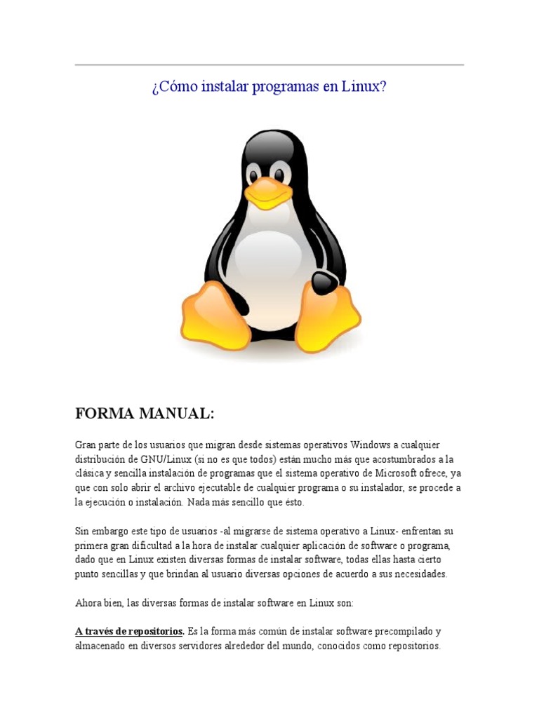 Guía de Instalación de Software en Linux | PDF | Distribución de Linux ...