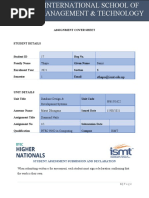 Assignment Cover Sheet: Sthapa@ismt - Edu.np