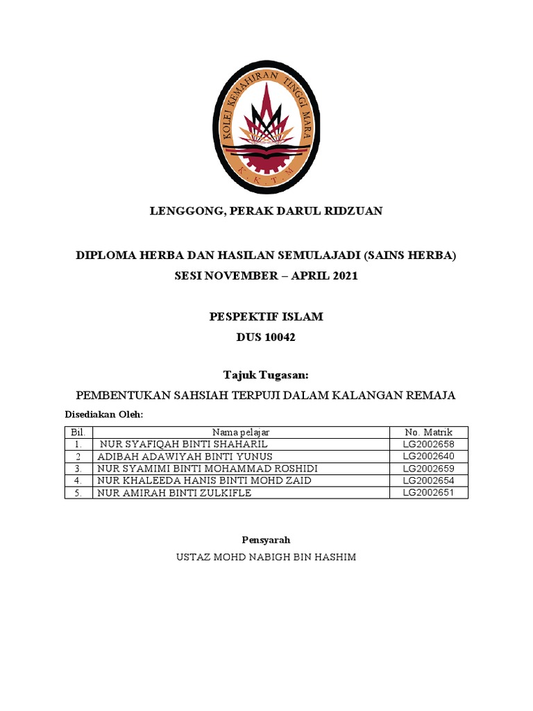 Pembentukan Sahsiah Terpuji Pdf