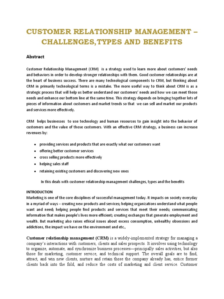 Customer Relationship Management Report – REMOEQ