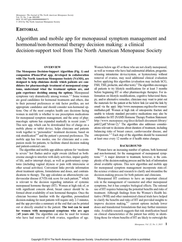 Menopro App Algorithm 2014 PDF Selective Serotonin Reuptake