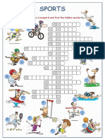 Sports: Fill in The Crossword and Find The Hidden Words
