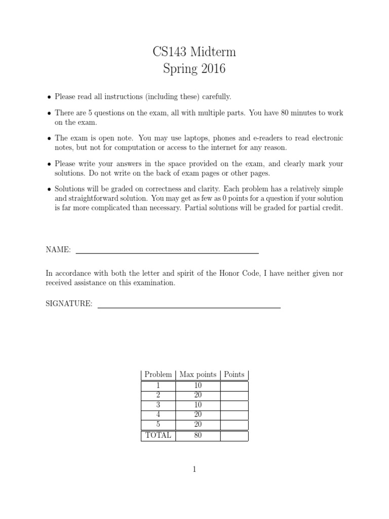 CS143 Midterm Exam Instructions | PDF | Computing | Computer Science