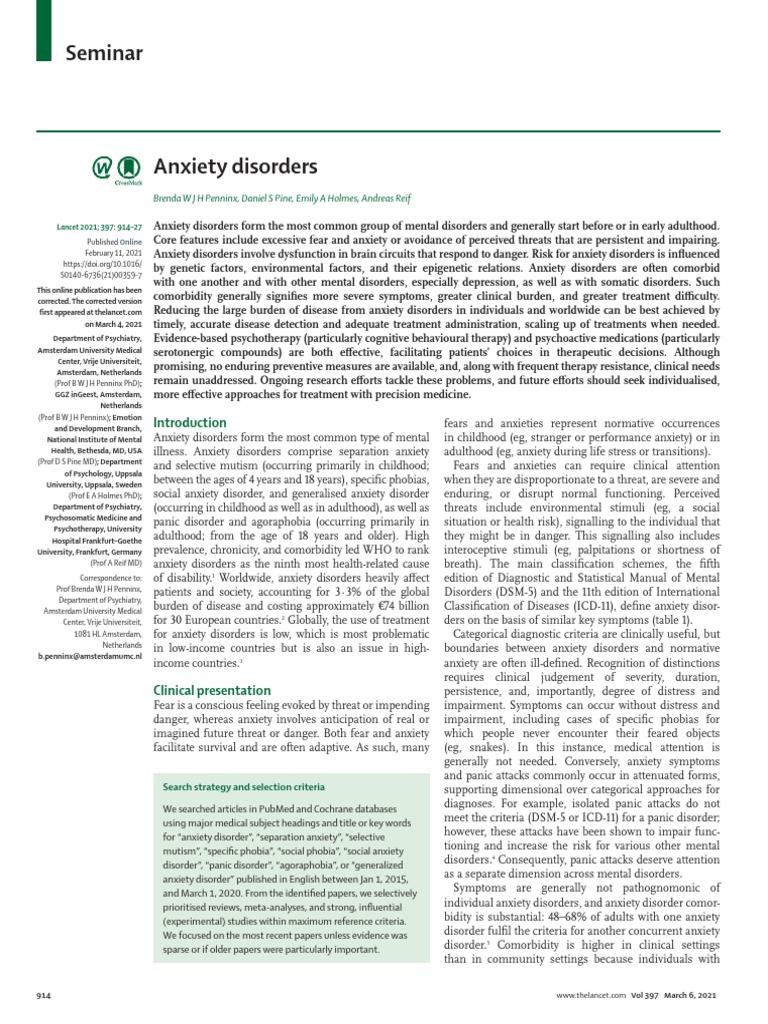 Anxiety Disorders | PDF | Anxiety Disorder | Mental Disorder