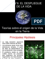 Unidad 6 El Despiegue de La Vida - Teorias Origen de La Vida