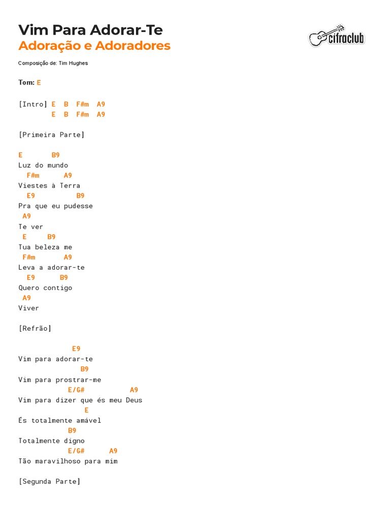 Cifra Club Adoração e Adoradores Vim para AdorarTe PDF