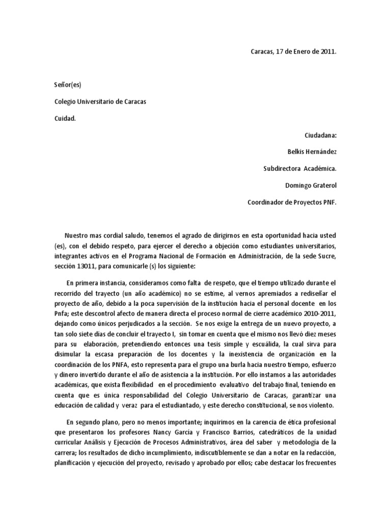 CARTA DE RECLAMO