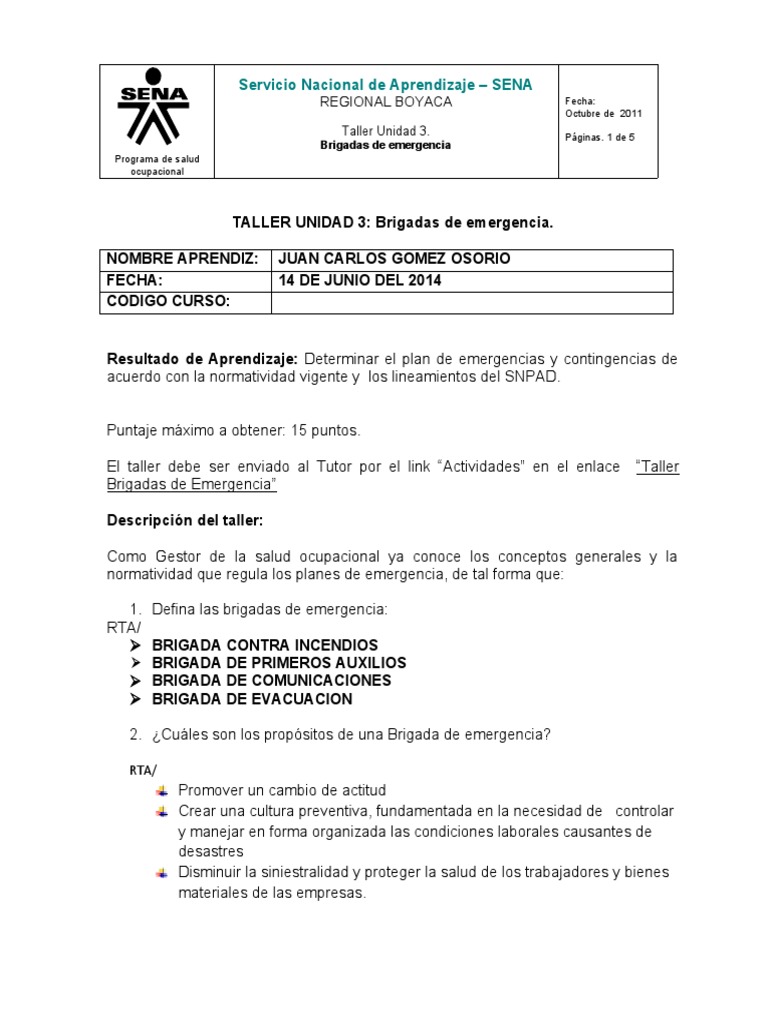 Conformación y Funciones de Brigadas de Emergencia | PDF | Seguridad y ...