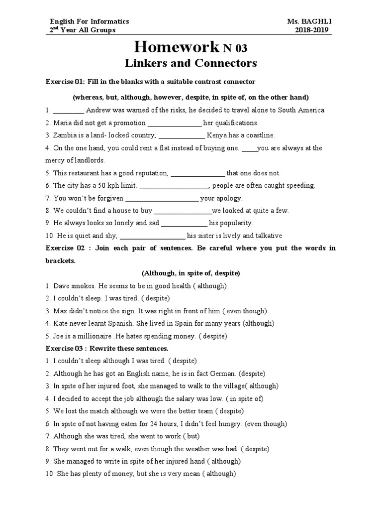 Homework N 03 Linkers and Connectors PDF