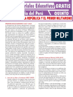 Primer Militarismo en El Perú para Quinto Grado de Secundaria