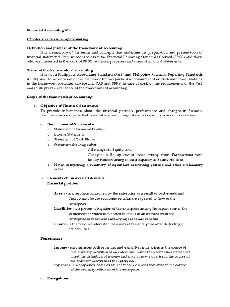 Chapter 1: Framework of Accounting | PDF | Financial Statement | Accounting