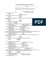 First Quarter Summative Test Science 5