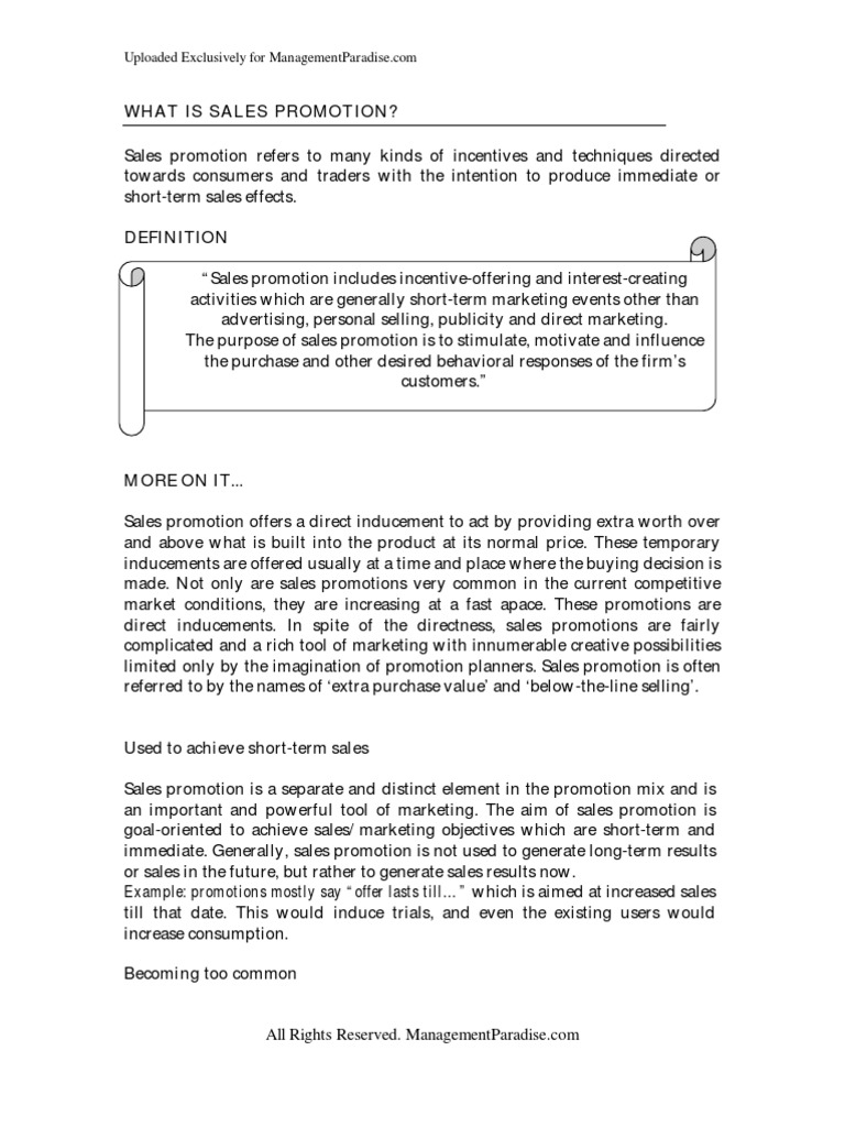 Understanding Sales Promotion Strategies | PDF | Retail | Brand