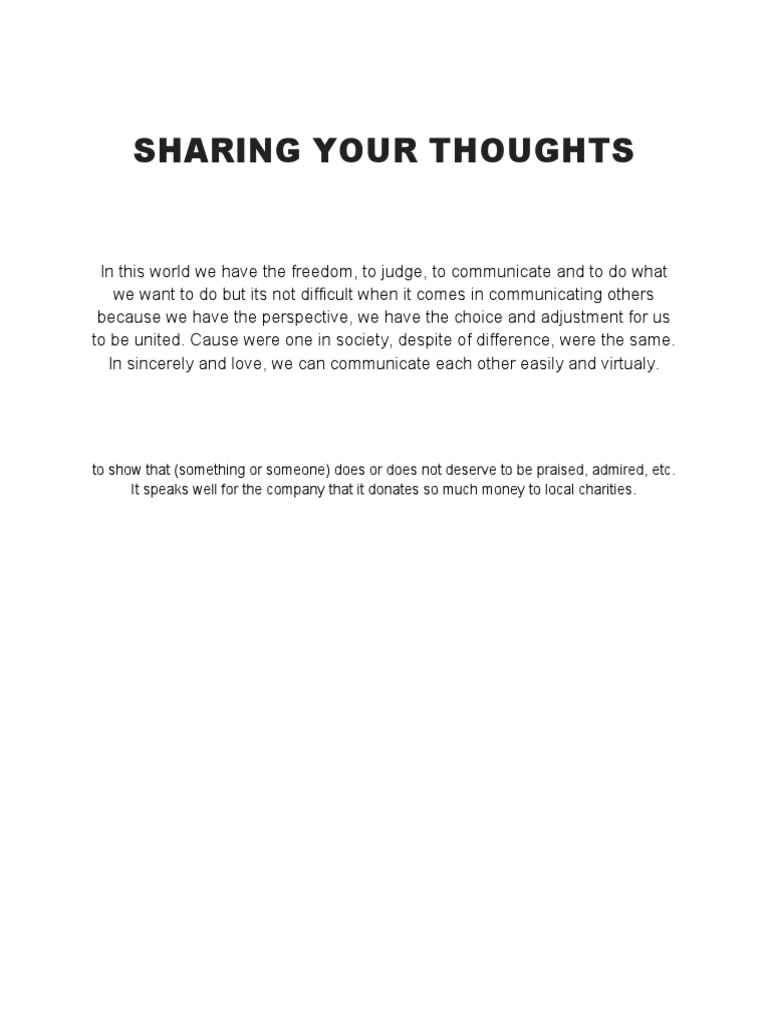 Thoughts | PDF | Career & Growth | Social Science